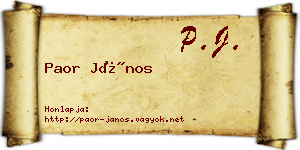 Paor János névjegykártya